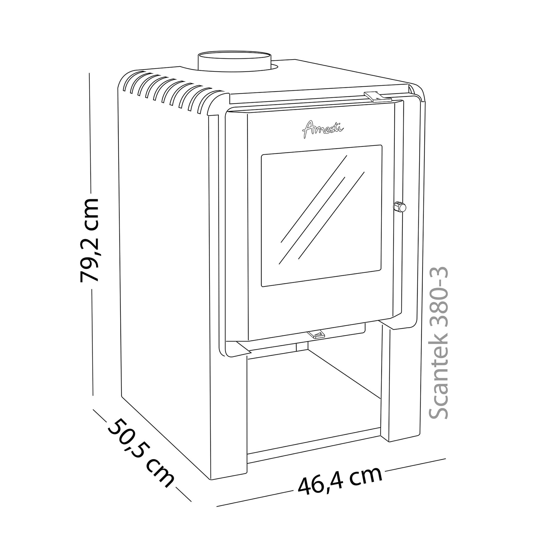 Estufa a leña Amesti Scantek 380