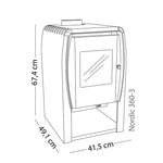 Medidas de Estufa a leña Amesti Nordic 360.