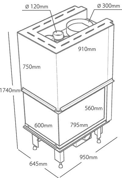 Dimensiones de Chimenea Inserto Trifacial.