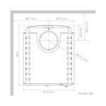 Detalle de medidas de la Estufa a leña Nordic 360 Charcoal.