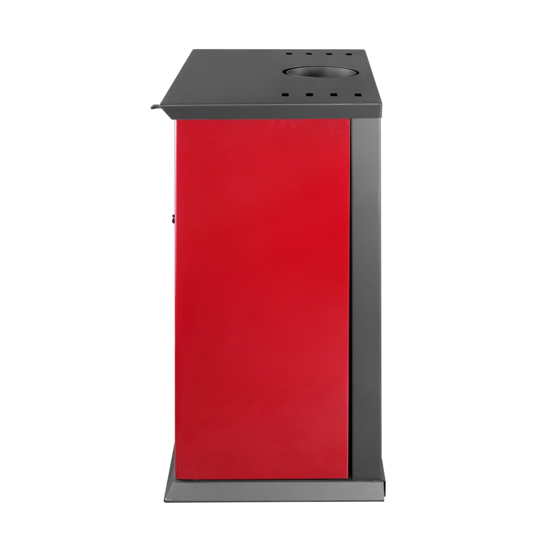 Vista lateral estufa a leña Classic 500, rojo.