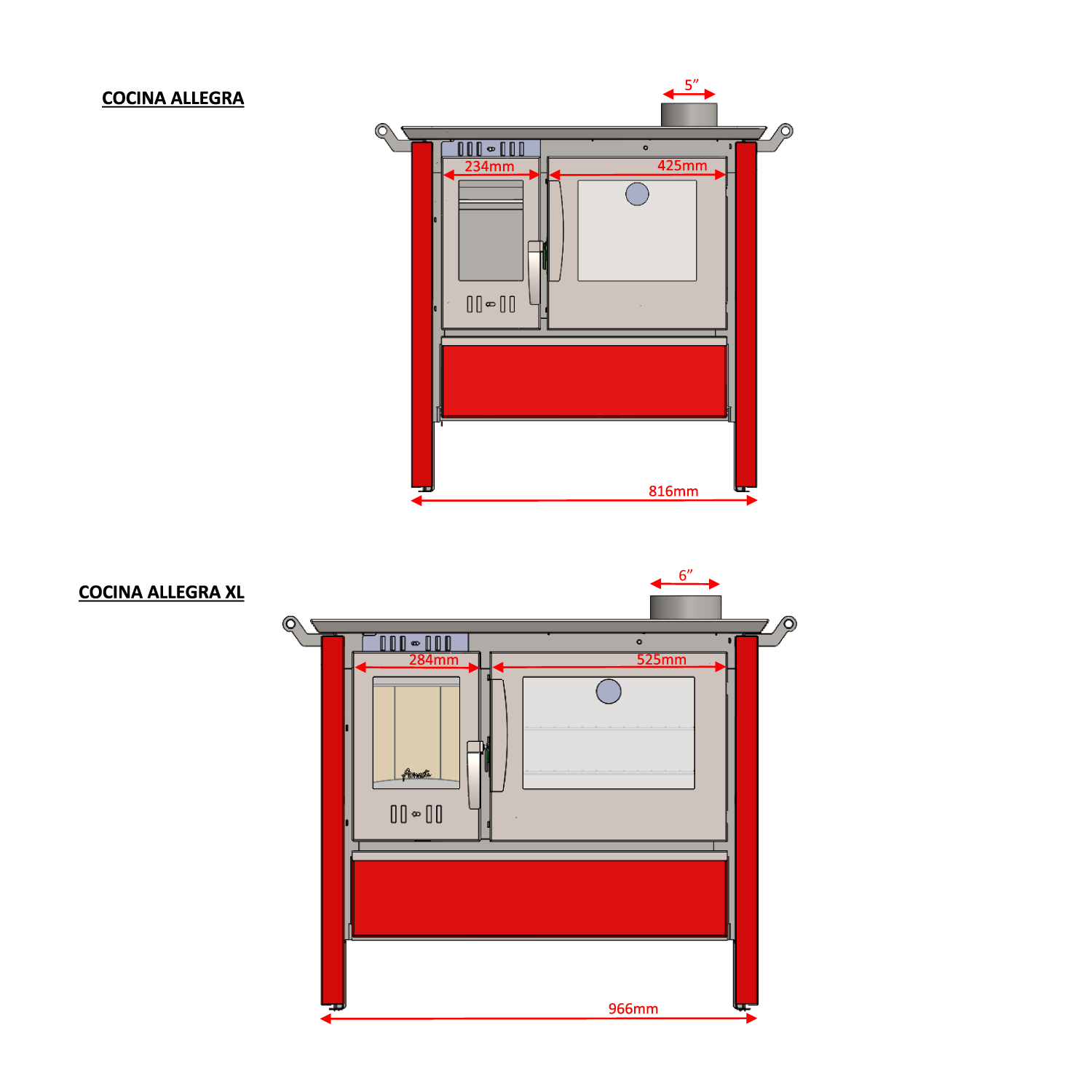 Comparativo Cocina a leña Amesti Allegra XL