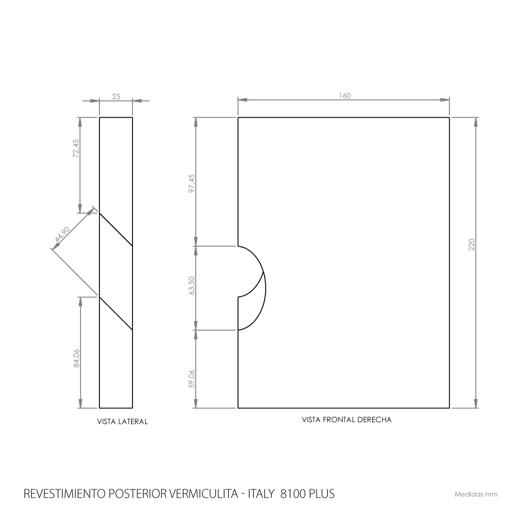 Revestimiento posterior vermiculita Derecha ITALY 8100 plus