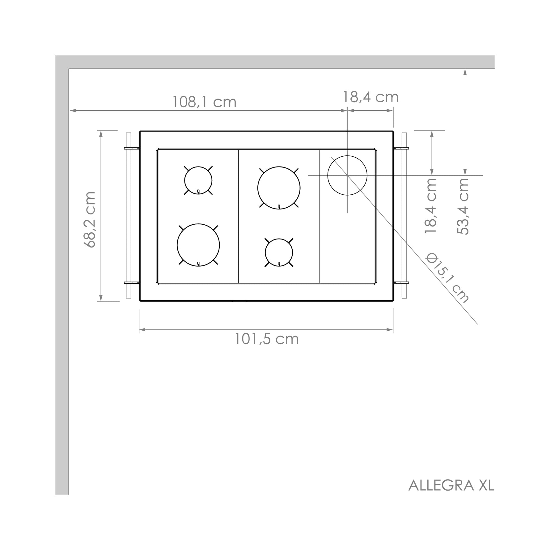 Distancias Cocina a leña Amesti Allegra XL