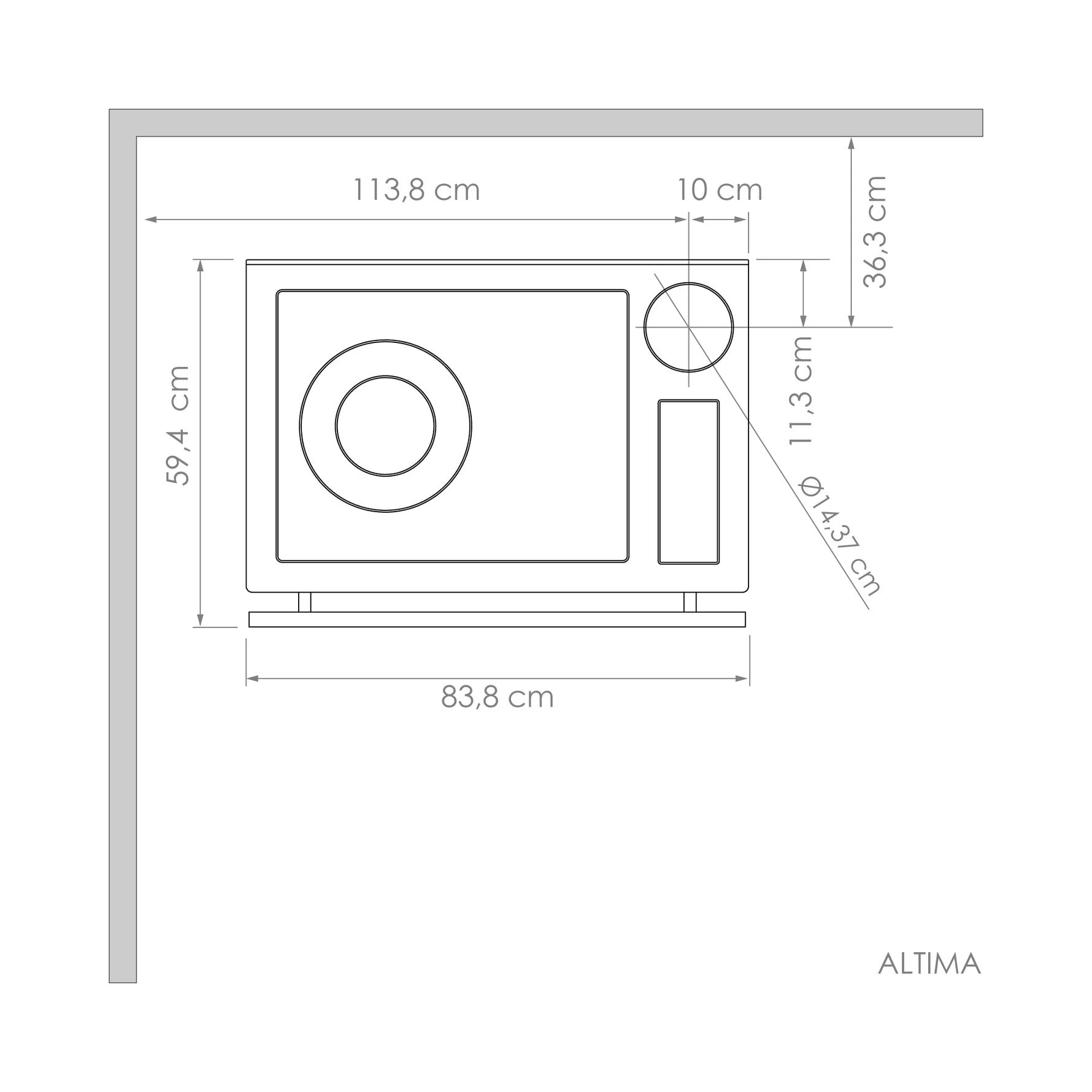 Altima blanco Amesti. Cocina a leña Medidas