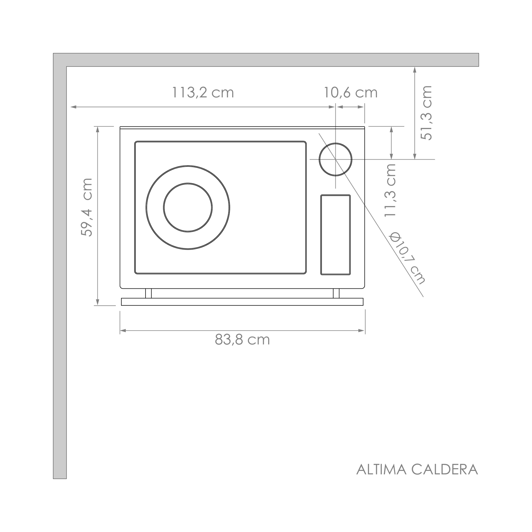Cocina caldera a leña Altima - Amesti - Medidas