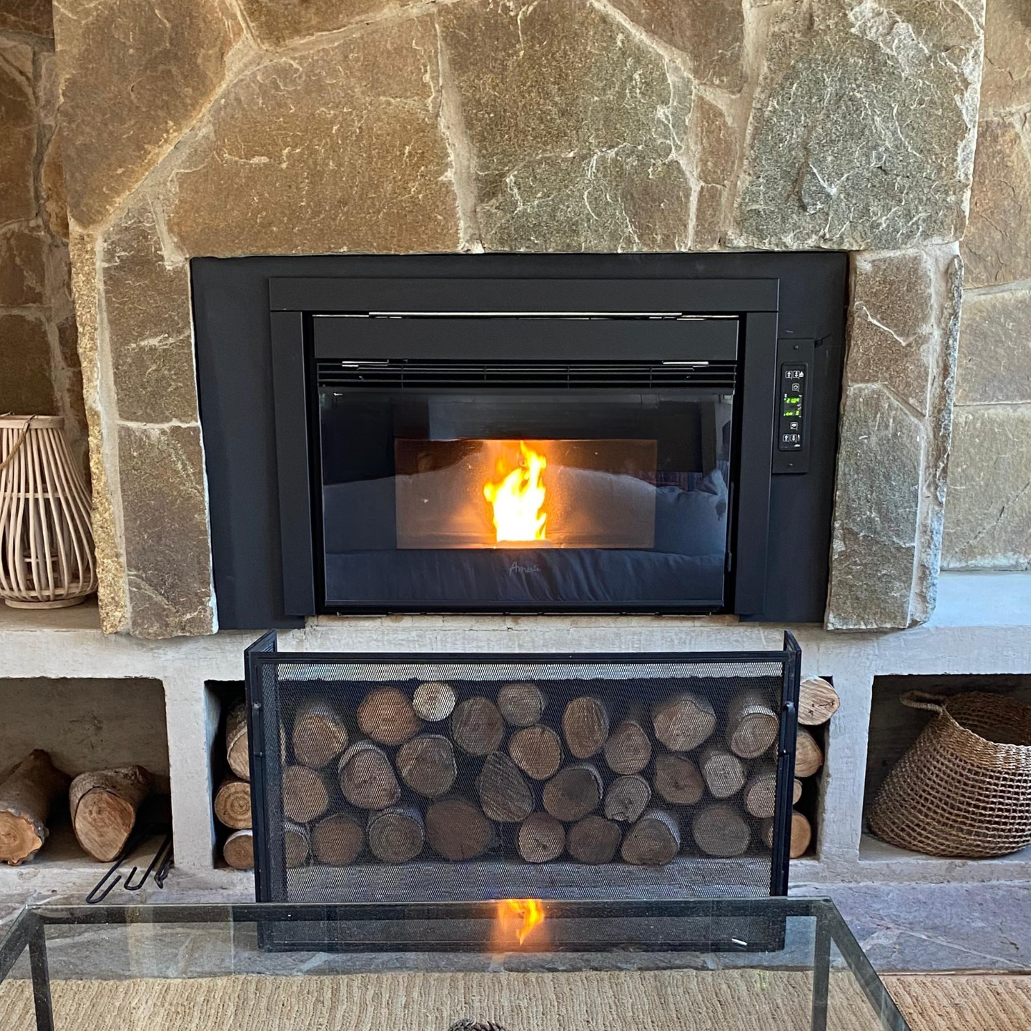 Chimenea a Pellet Inserto 950 crystal ambiente real