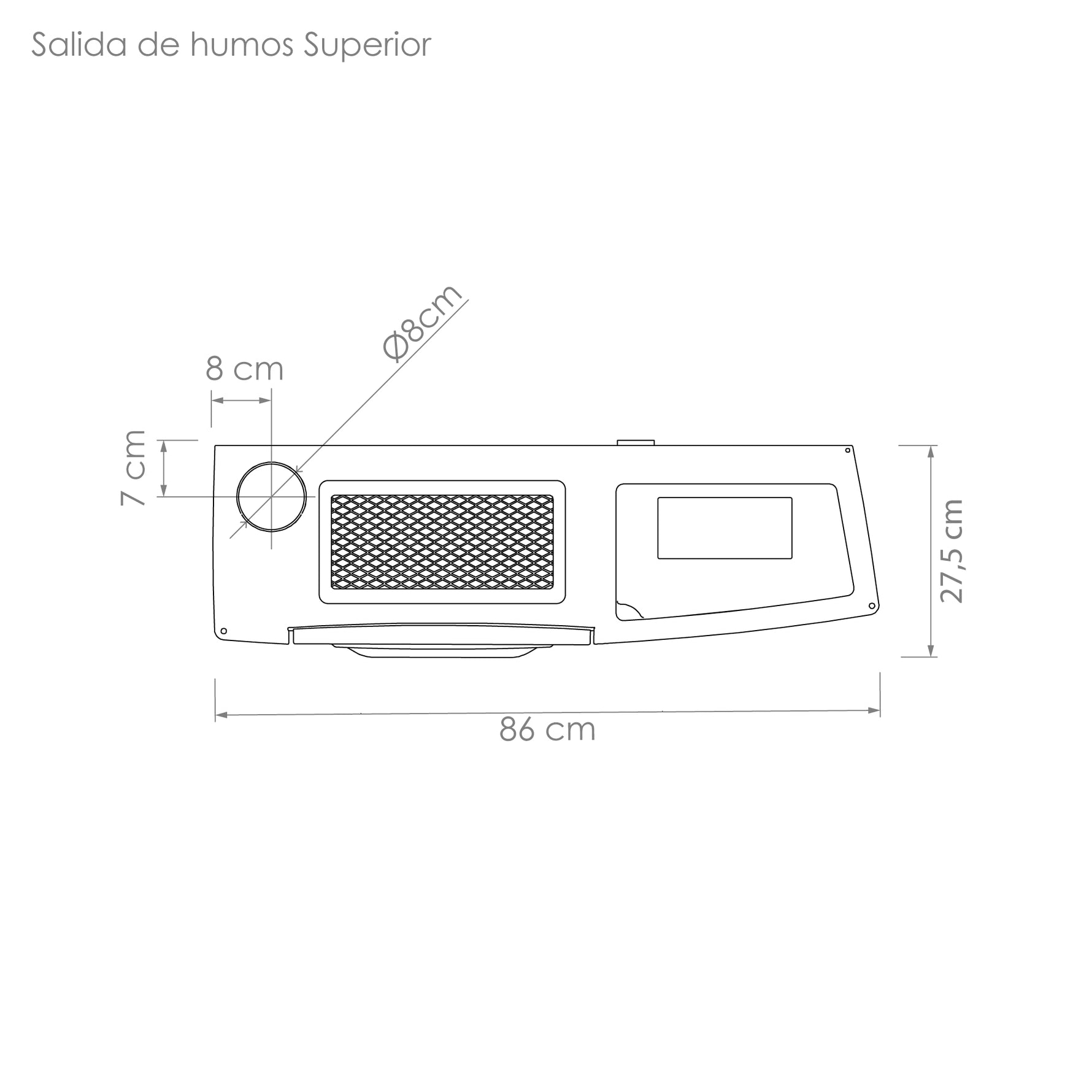 Medidas de Estufa a pellet Amesti Slim 9000.