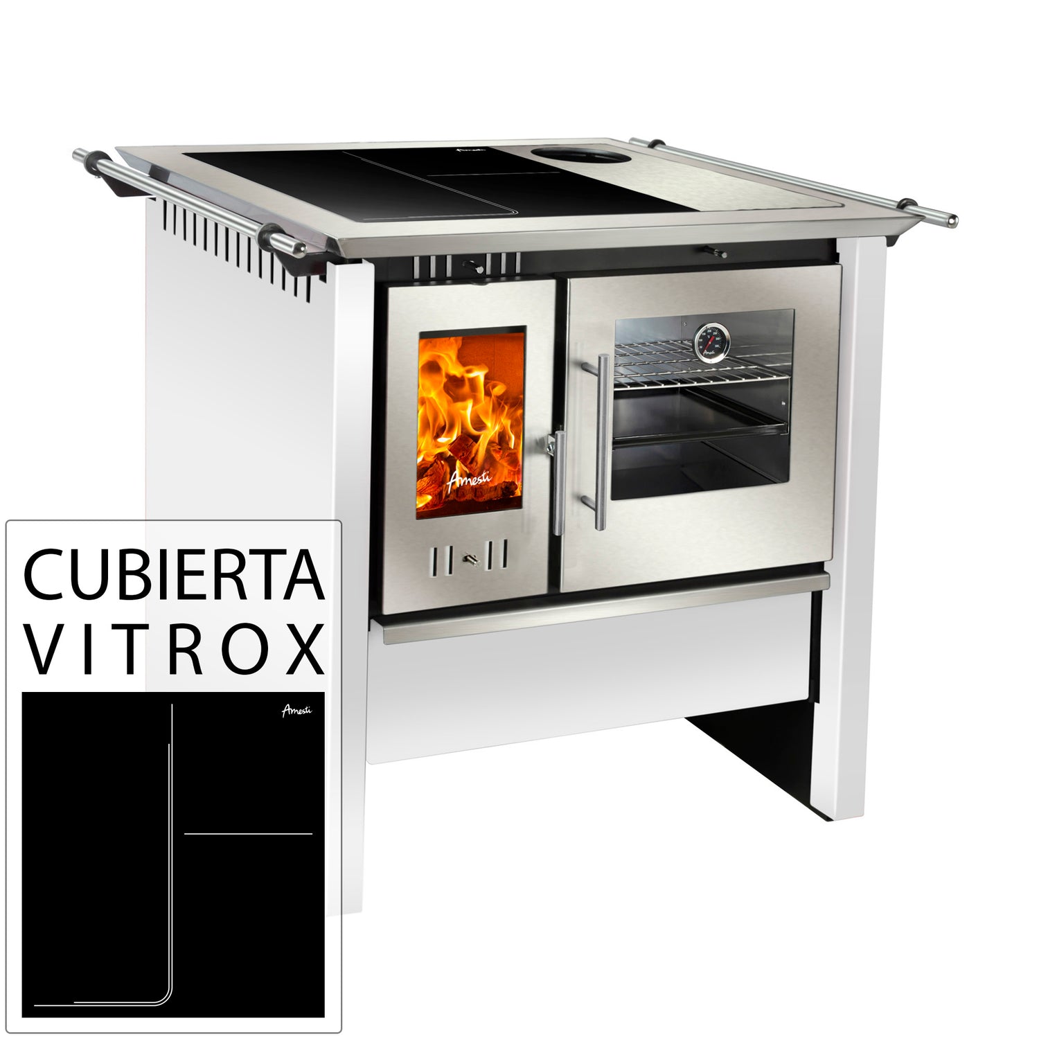 Cocina a leña Amesti Allegra Vitrox blanco - Amesti