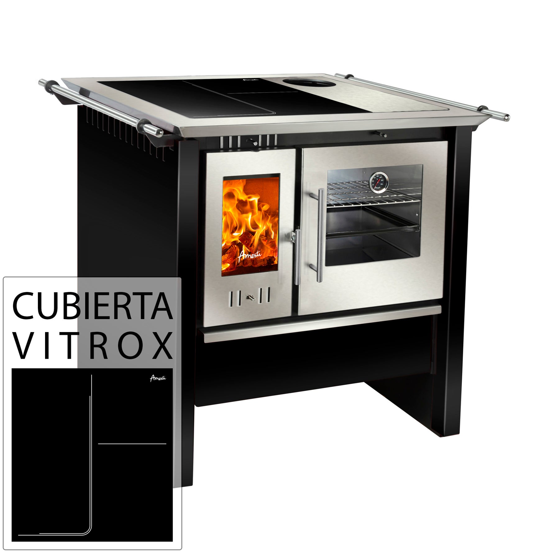 Cocina a leña Amesti Allegra Vitrox negro - Amesti