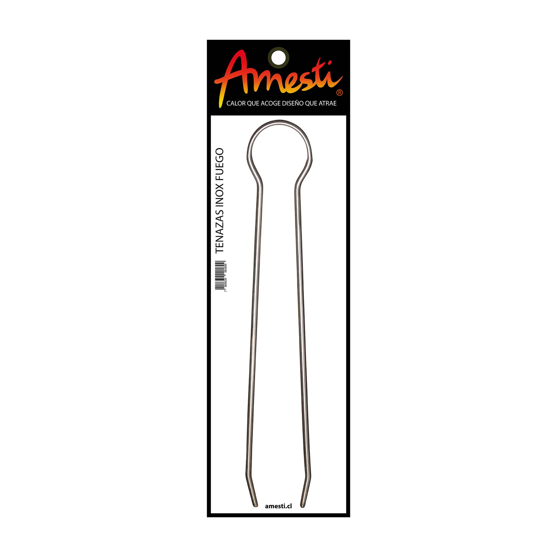Tenazas de acero inoxidable Amesti para manejo seguro de leña en su estufa, cocina o chimenea a leña