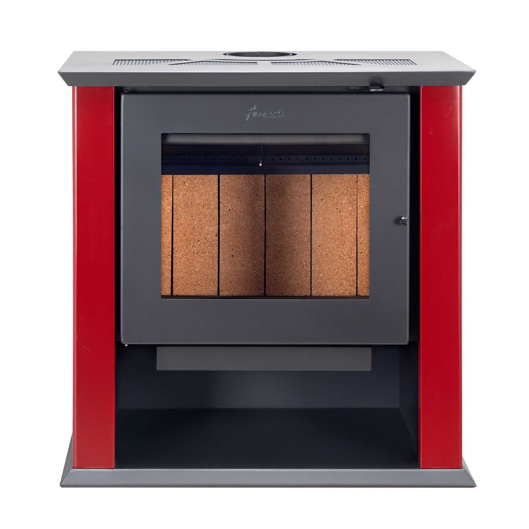 Estufa a Leña Classic 600 rojo frontal - Amesti