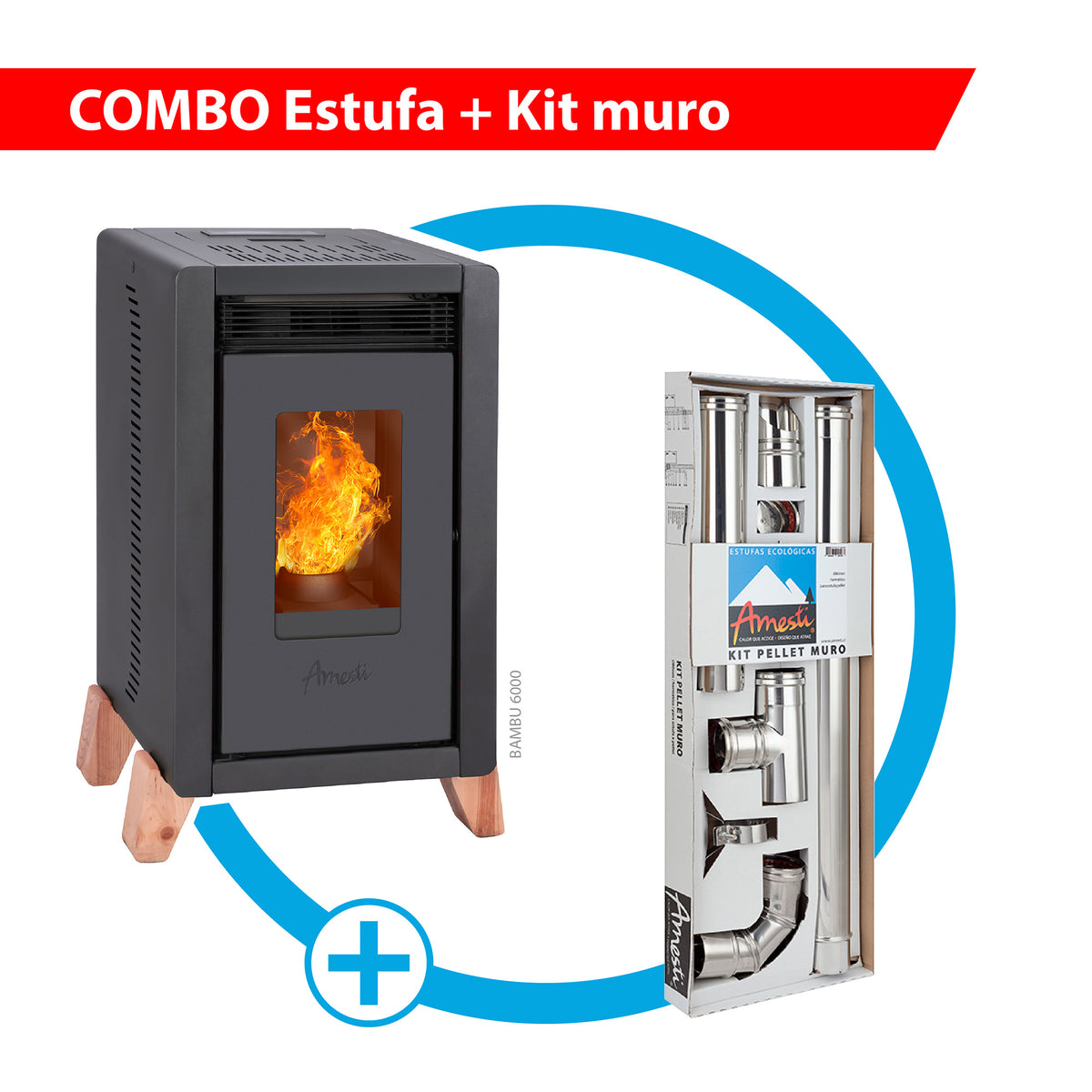 Combo Estufa Pellet Bambu 6000 + Kit Muro