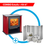 Combo Estufa a leña Classic 600 rojo + Kit de instalación 6"