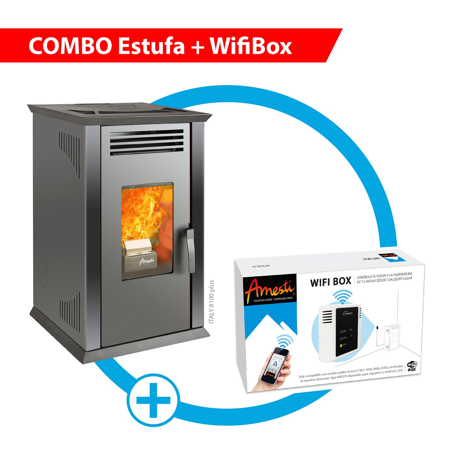 COMBO Estufa Italy 8100 Plus + WiFi Box