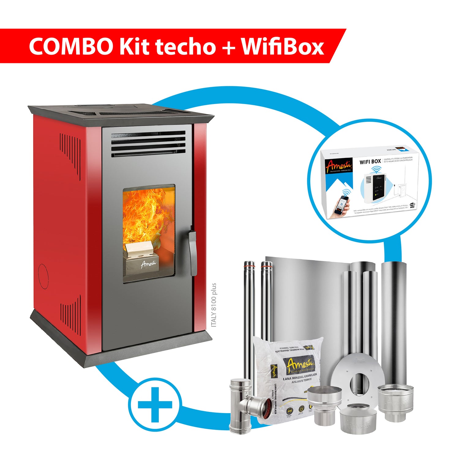 COMBO Estufa Italy 8100 Plus + Kit techo + WiFi Box