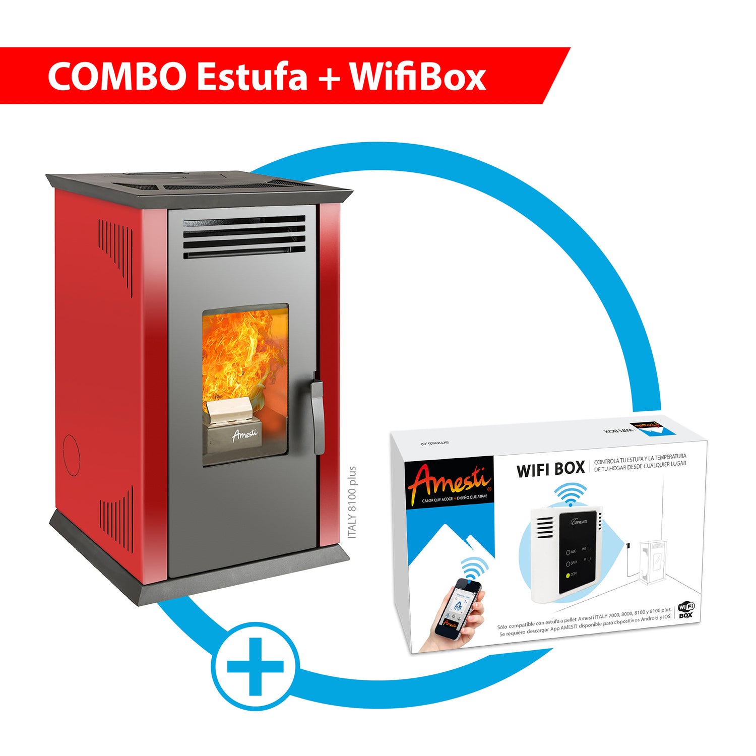 COMBO Estufa Italy 8100 Plus + WiFi Box