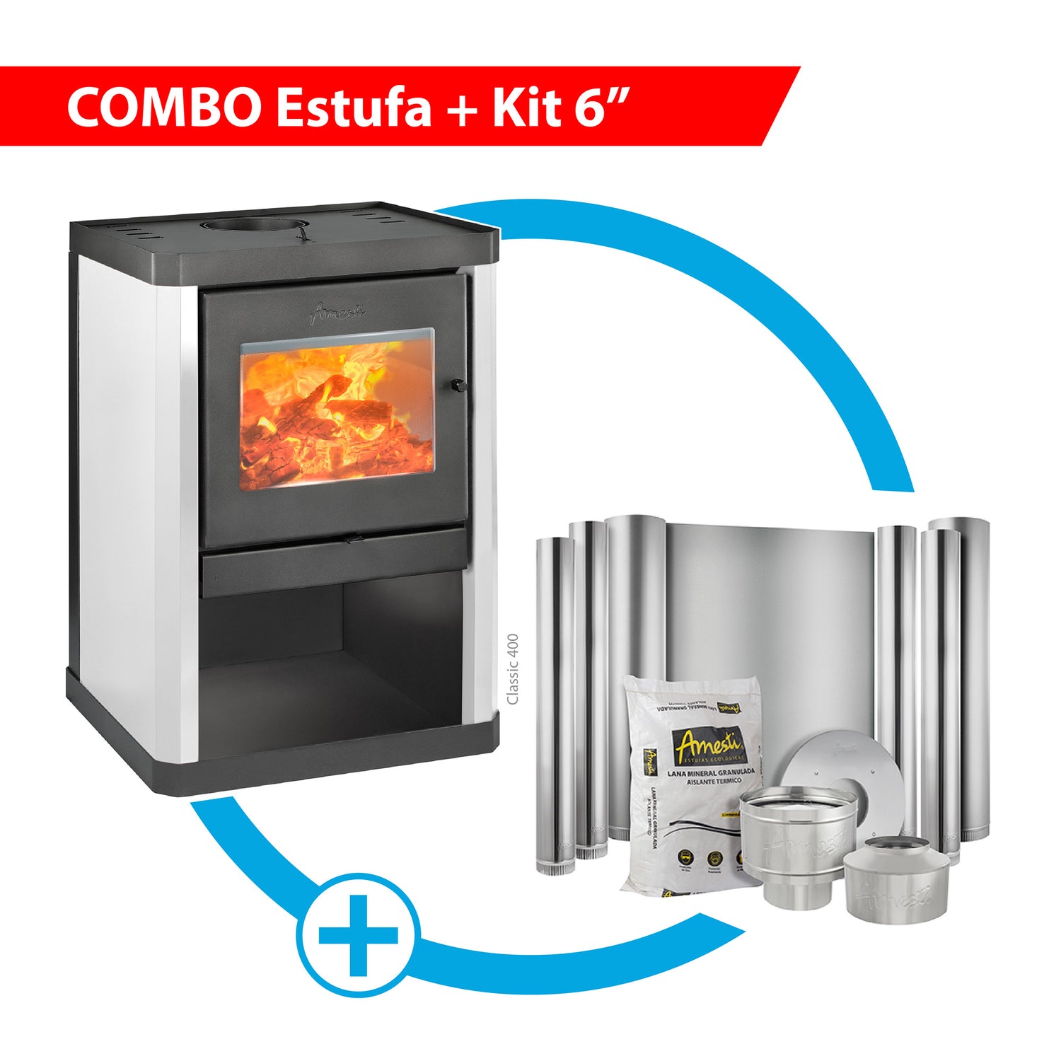 Combo Estufa Classic 400 + Kit de instalación 6"