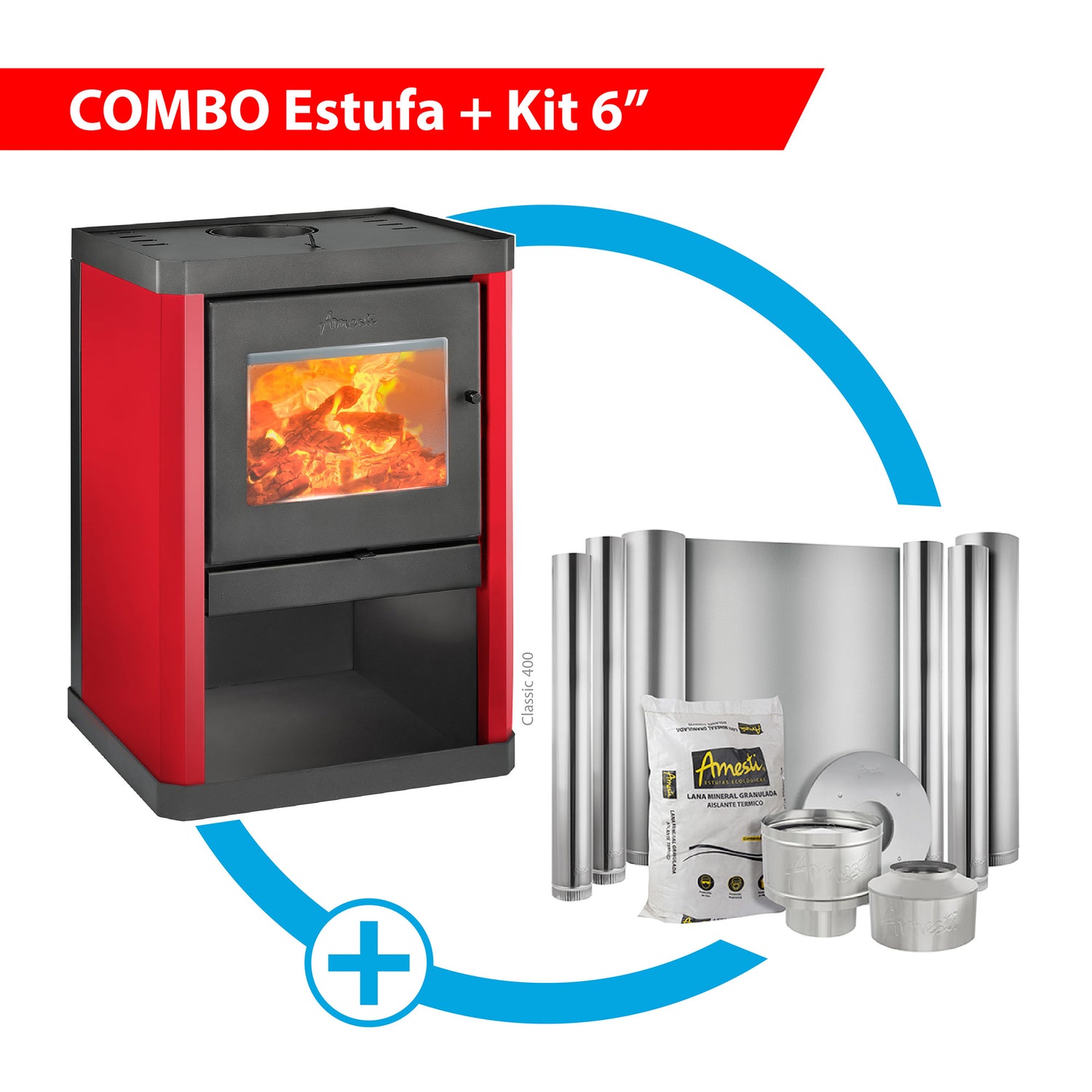 Combo Estufa Classic 400 + Kit de instalación 6"