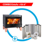 Combo Estufa Palladio Wooden Freestanding + Kit de instalación 6" Amesti