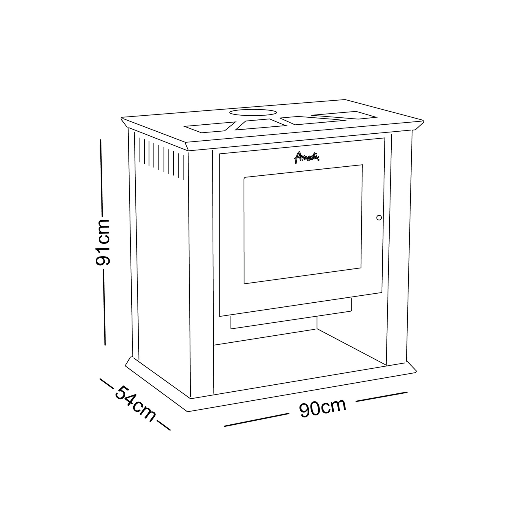 Estufa a Leña Classic 600 dimensiones - Amesti