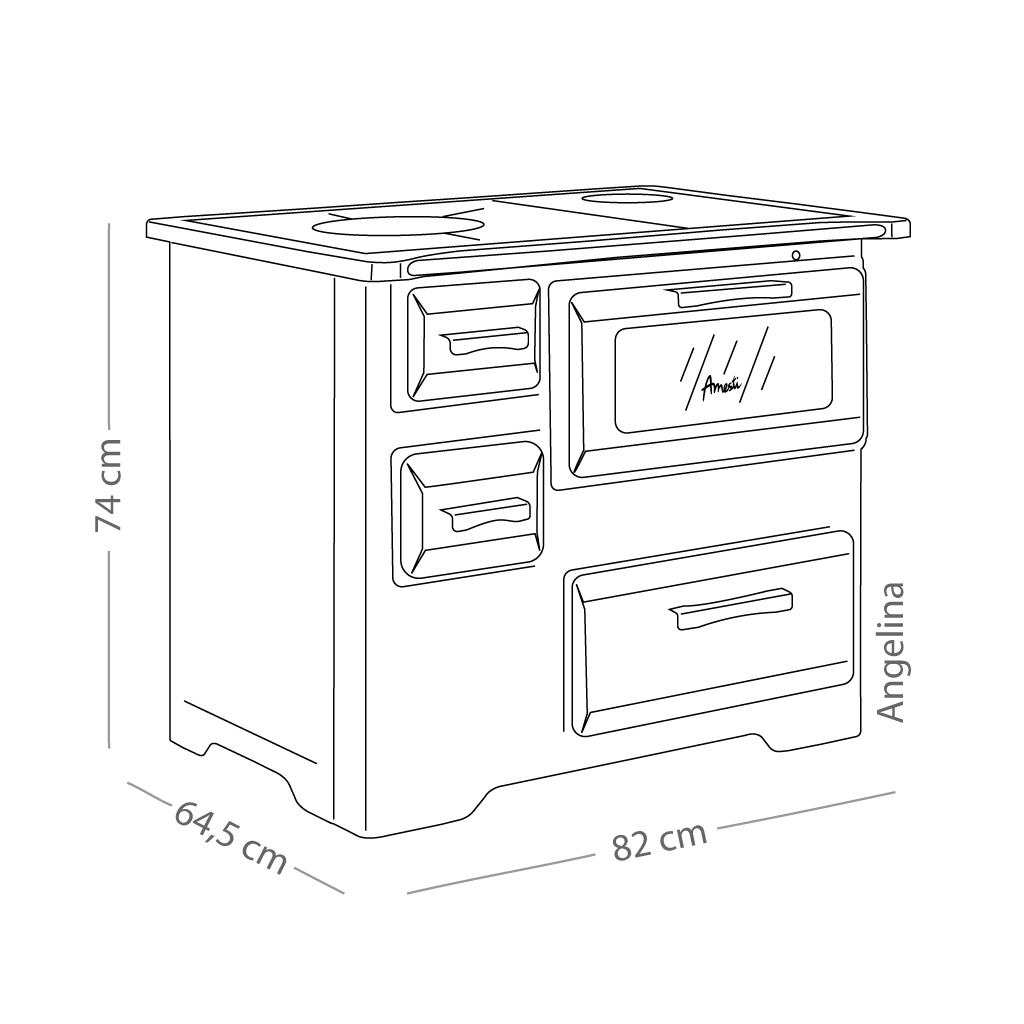 Dimensiones Cocina a leña Amesti Angélina