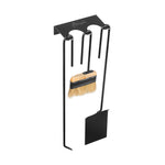 Set de herramientas para muro con atizador, escobilla y pala, soporte metálico
